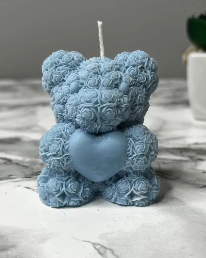 Big Teddy with Heart Candle